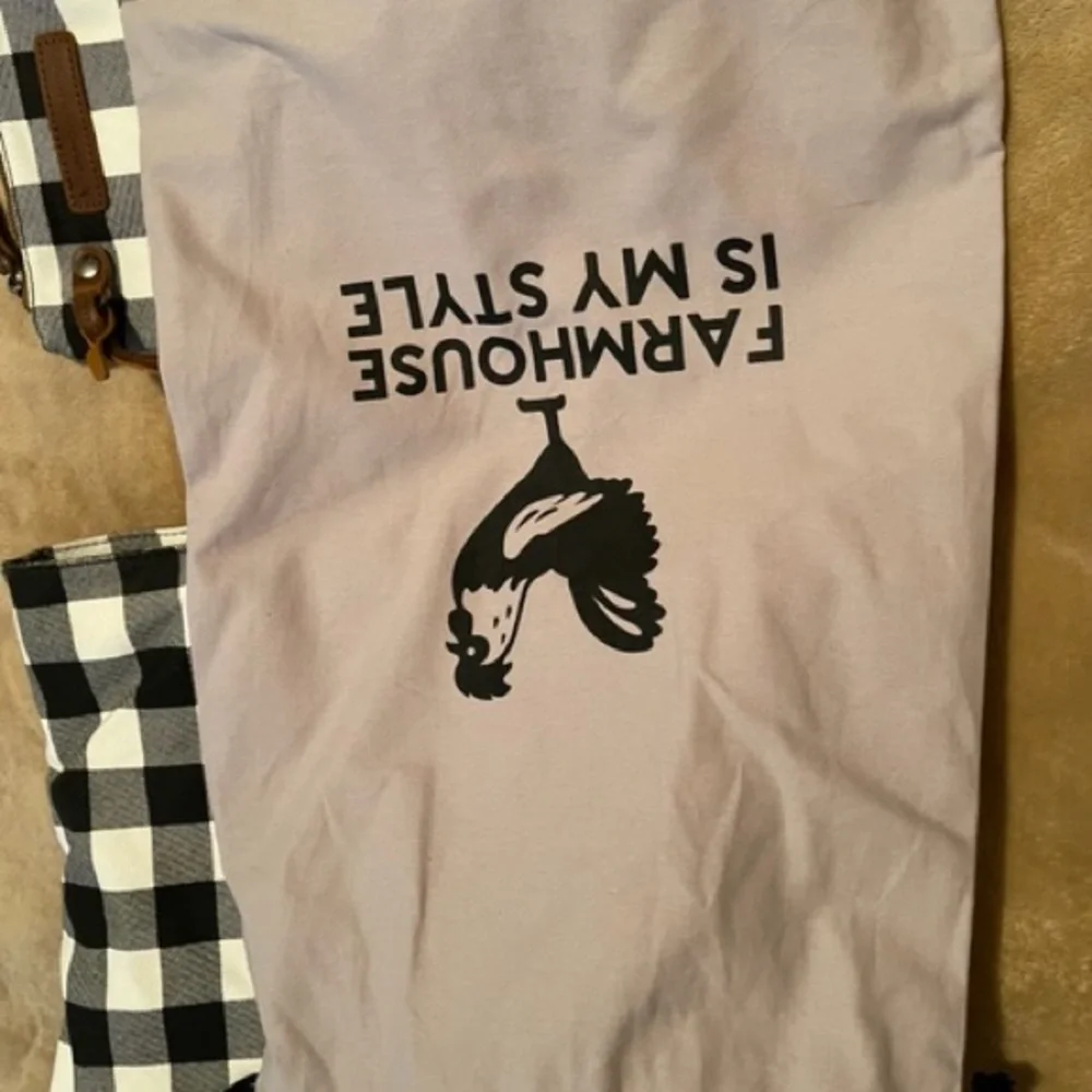 Checkered tote with leather trim including smaller bag - Picture 2 of 5